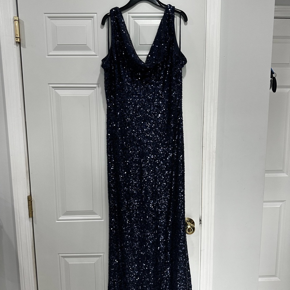 Badgley Mischka Midnight Sequin Maxi Dress
